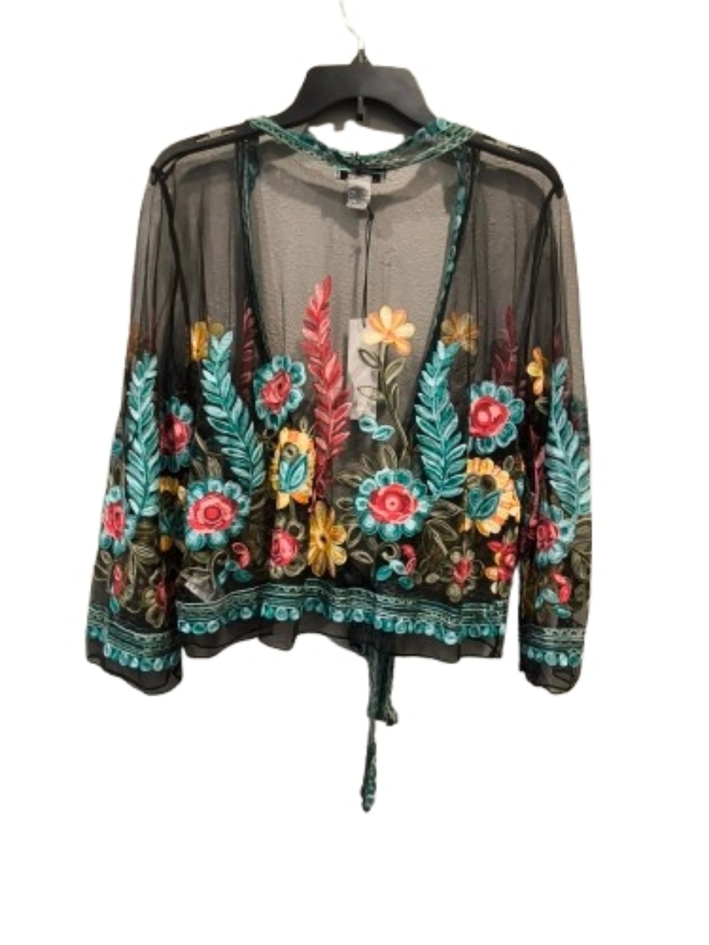 Rachel Zoe Embroidered Sheer Kimono Wrap Top Floral Boholuxury Festival NWT - Picture 10 of 10